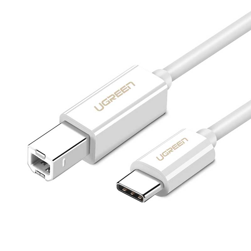 Ugreen 40417 Cáp máy in USB Type C dài 1.5m (màu trắng) chính hãng