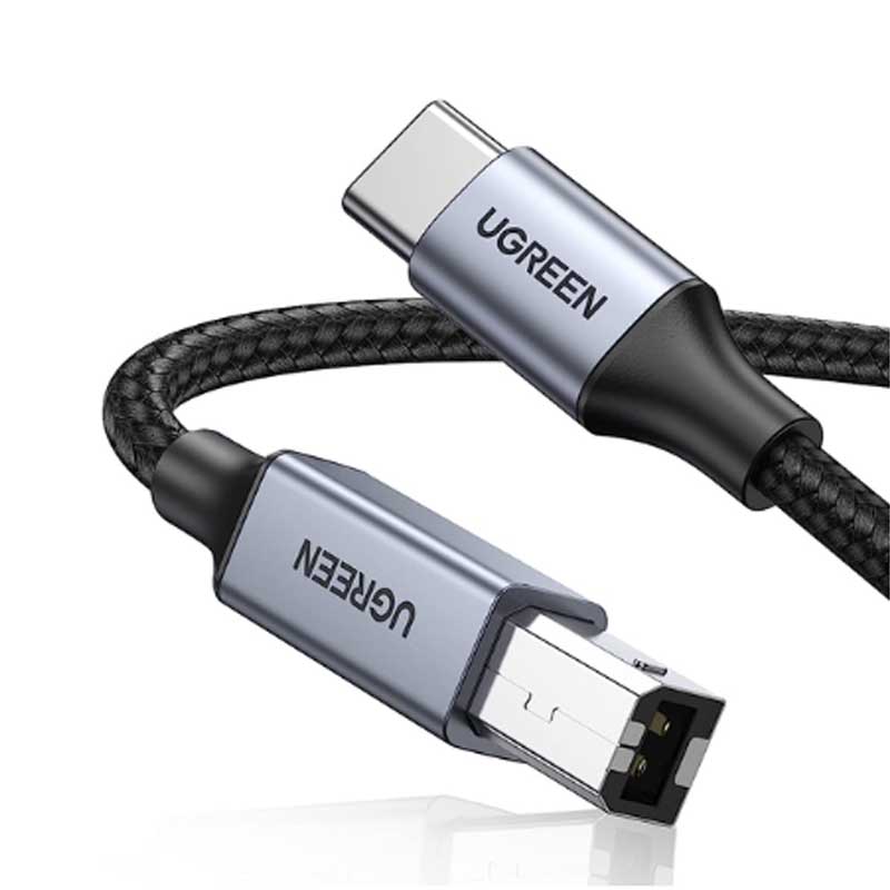 Ugreen 80807 Cáp máy in USB Type-C to USB Type-B dài 2M vỏ nhôm bọc dù chính hãng