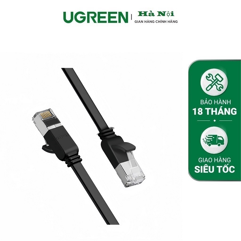 Ugreen 50185 cáp mạng dẹt đúc sẵn Cat6 dài 2M đầu bọc nhôm cao cấp