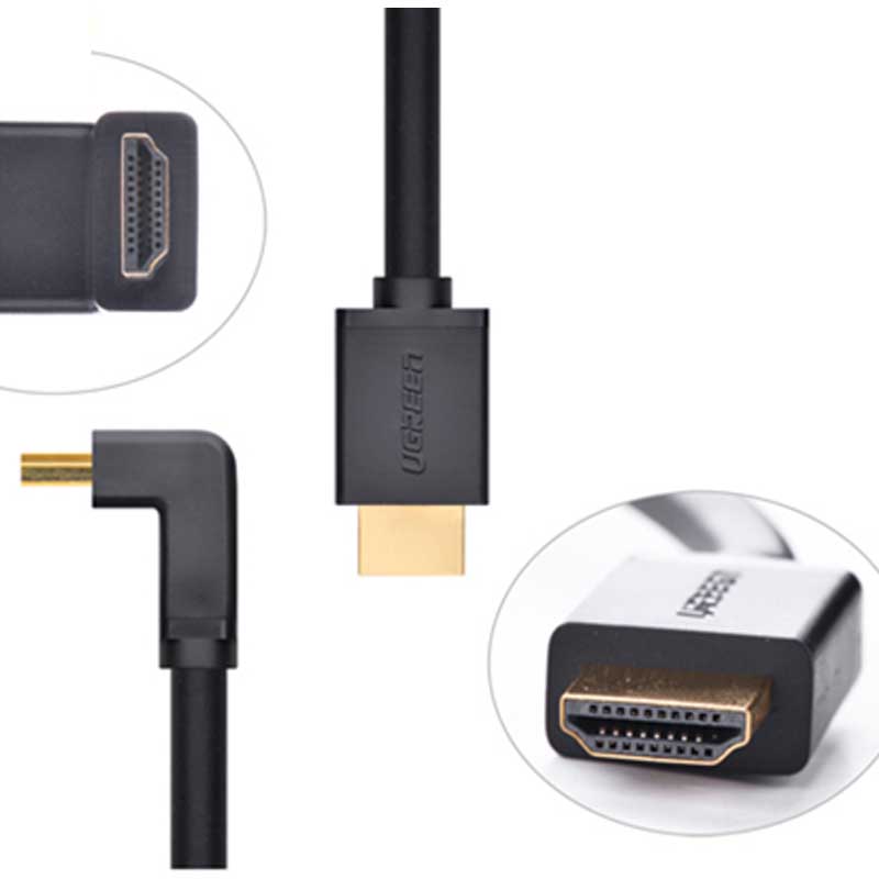 Ugreen 10172 Cáp HDMI dài 1m đầu bẻ góc vuông chính hãng cao cấp