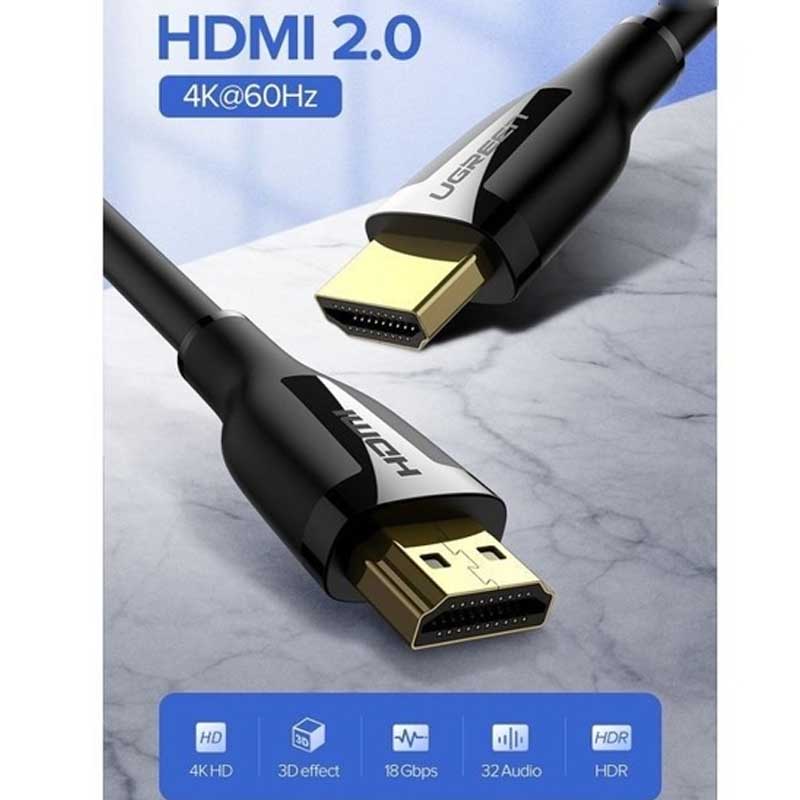 Ugreen 60438 Cáp HDMI UGREEN AM/AM 1m (Đen) hỗ trợ độ phân giải 4K/60Hz cao cấp