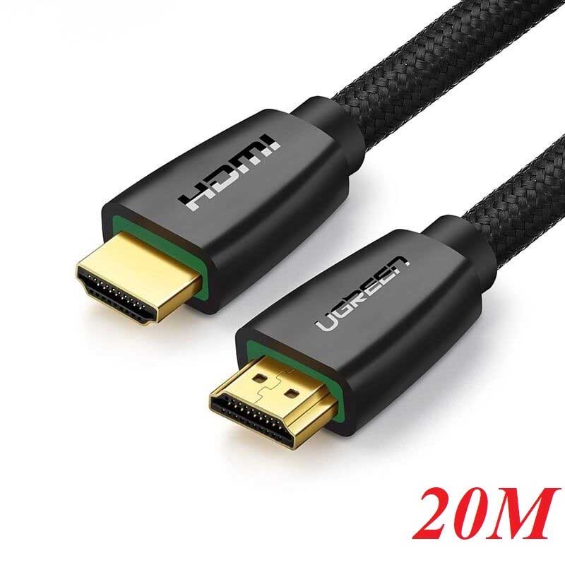 Ugreen 60363 Cáp HDMI UGREEN M/M bọc dù dài 20m (Đen) 4K@60Hz chính hãng