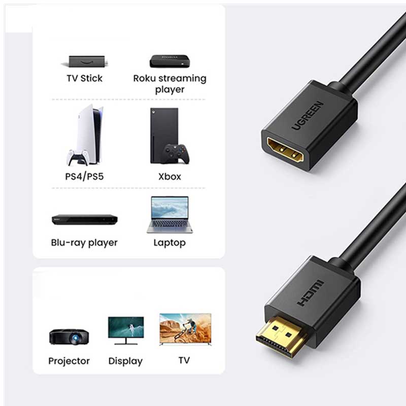 Ugreen 10146 Cáp nối dài HDMI dài 5M hỗ trợ 4K cao cấp chính hãng (Black)