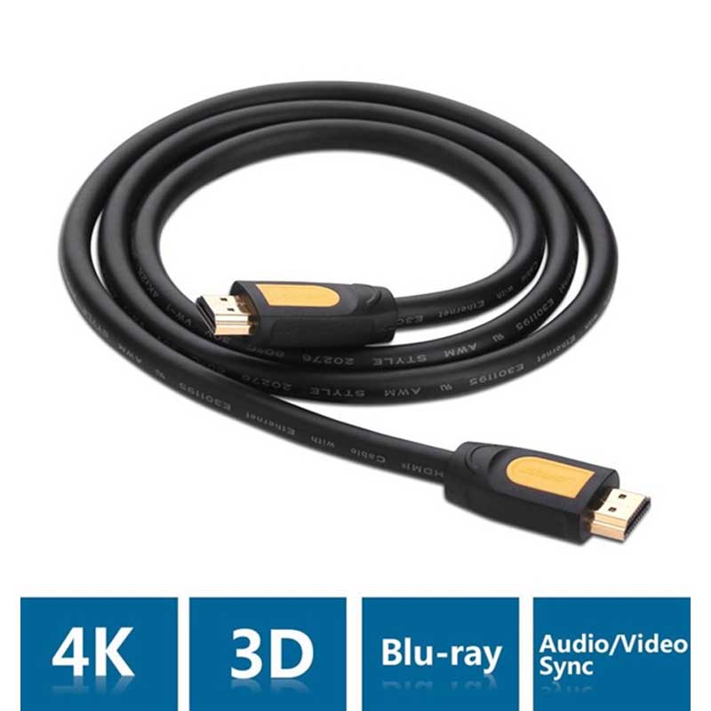 Ugreen 80837 Cáp HDMI Tròn UGREEN 0.5m (Vàng Đen) chính hãng