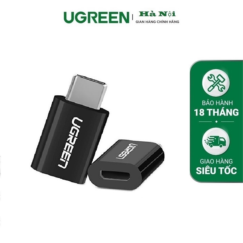 Ugreen 30391 Đầu chuyển đổi USB TYPE C sang MICRO USB màu đen.