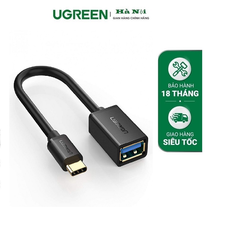 Ugreen 30701 USB-C sang USB 3.0 A m&agrave;u đen cao cấp.