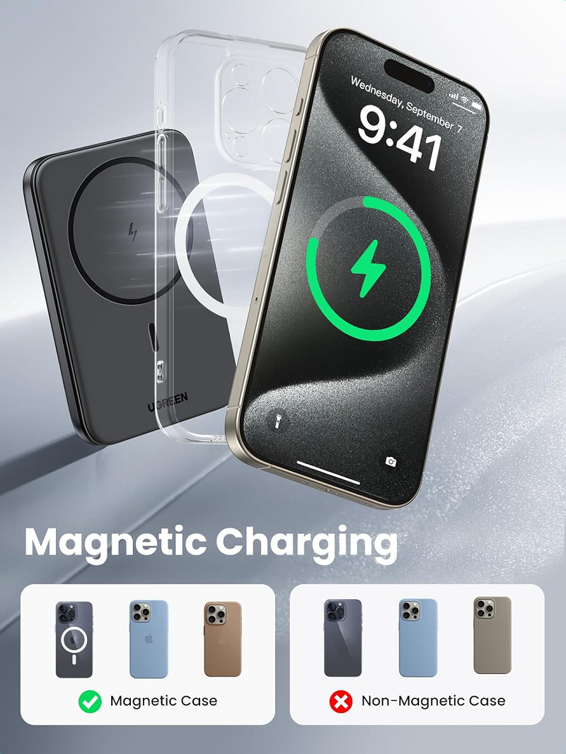 Ugreen 25866 pin dự phòng 5000mAh 15W max Magnetic PD 3.0 Wireless Power Bank chính hãng