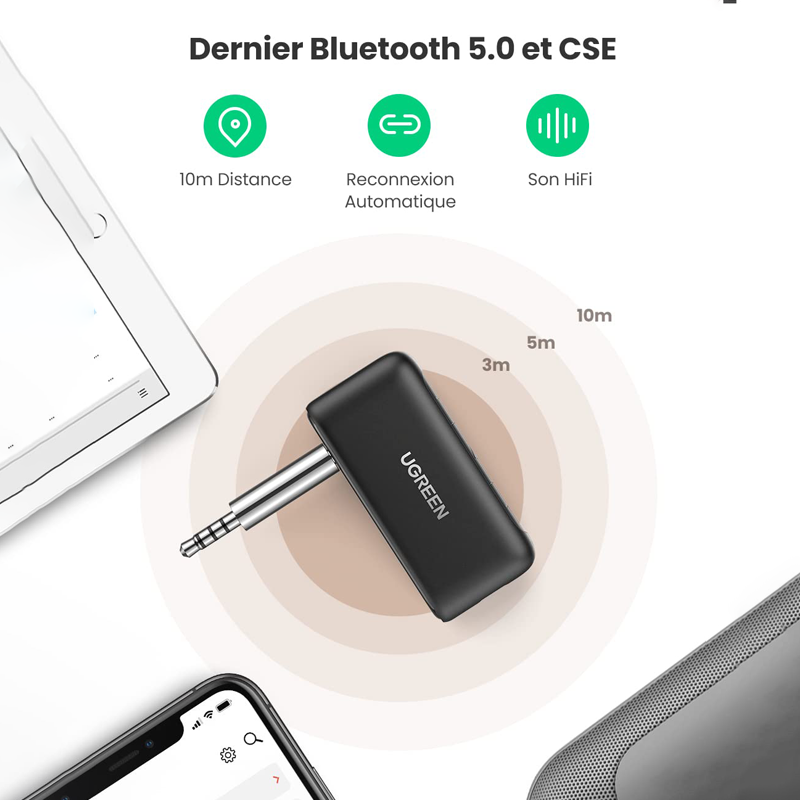 Ugreen 70303, Bộ thu Bluetooth 5.0 có Jack 3.5mm Cao Cấp Chính Hãng