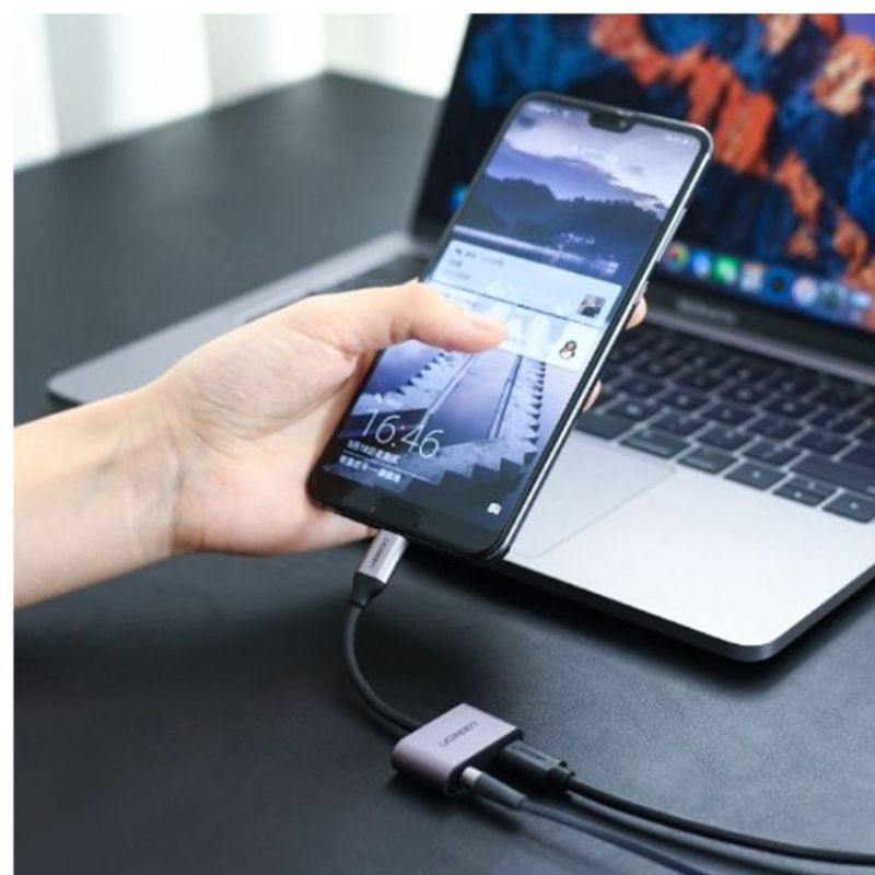 UGREEN 50596 Cáp chuyển đổi USB type-C to 3,5mm hỗ trợ cổng sạc USB-C chính hãng