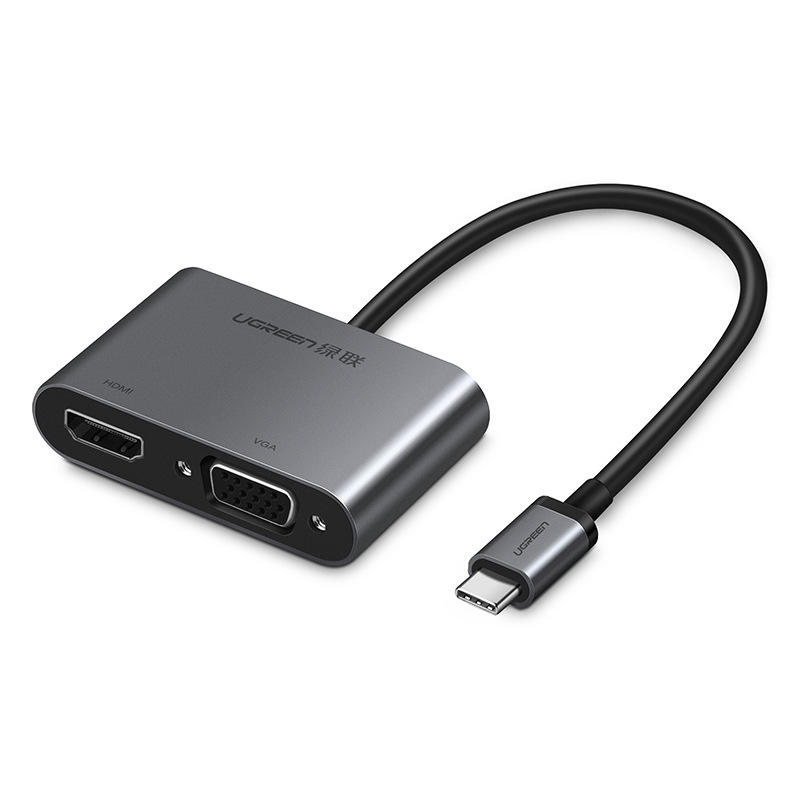 Ugreen 50505 Dây, Cáp chuyển USB Type C To VGA+HDMI 4K Chính hãng-Hỗ trợ sạc PD 100W+ USB 3.0