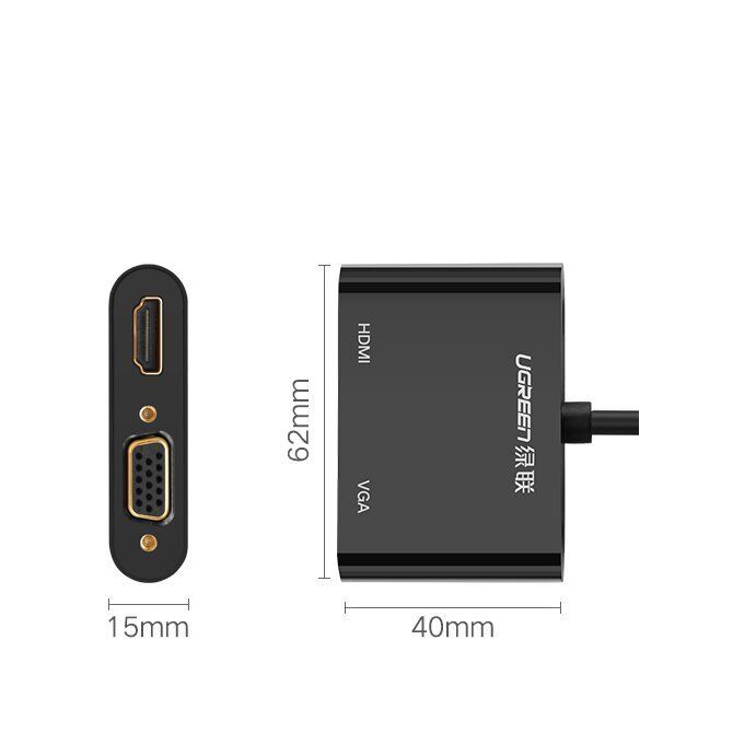 Ugreen 40253 Dây, Cáp chuyển đổi HDMI to VGA ( không Audio) Cao Cấp Chính Hãng