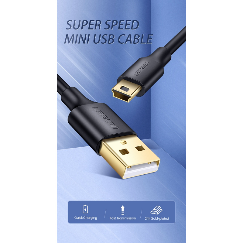 Ugreen 10353 Cáp USB 2.0 to USB Mini 25cm cao cấp