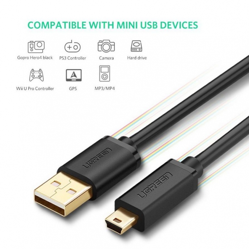 Ugreen 10353 Cáp USB 2.0 to USB Mini 25cm cao cấp