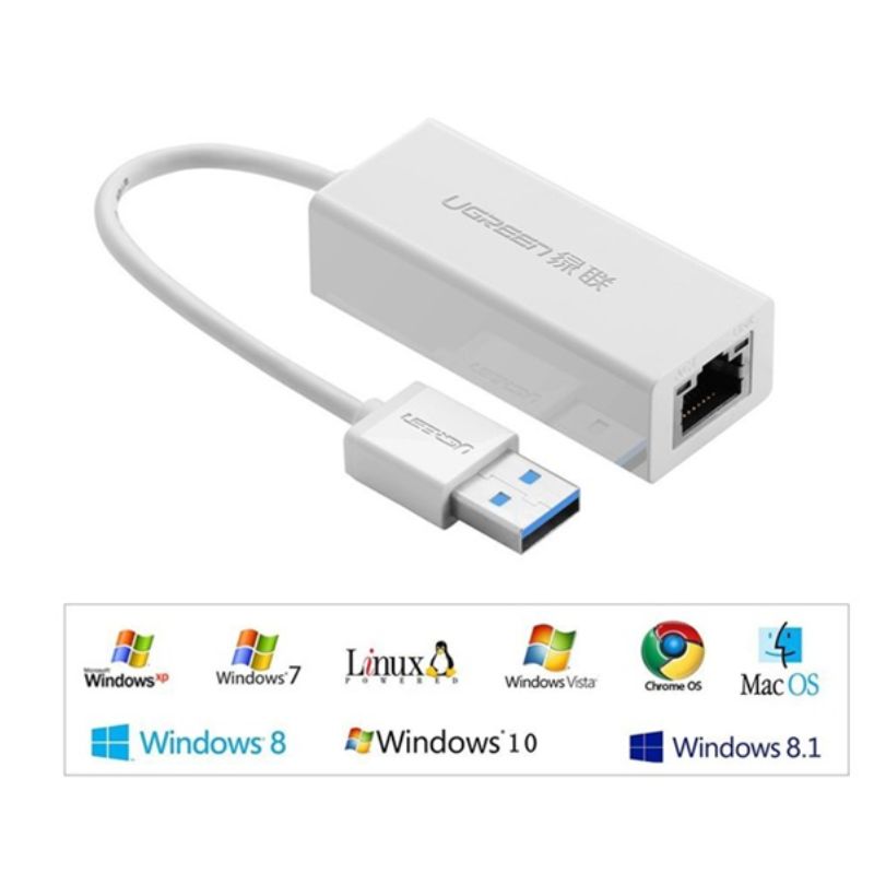 UGREEN 20255 Cáp chuyển USB 3.0 to Lan hỗ trợ 10/100/1000 Mbps chính hãng