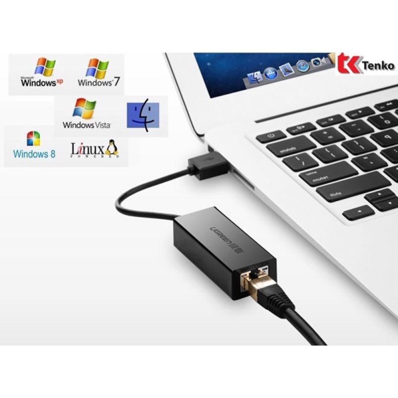 UGREEN 20254 Bộ Chuyển Đổi USB 2.0 To LAN 10/100Mbps Black/White chính hãng