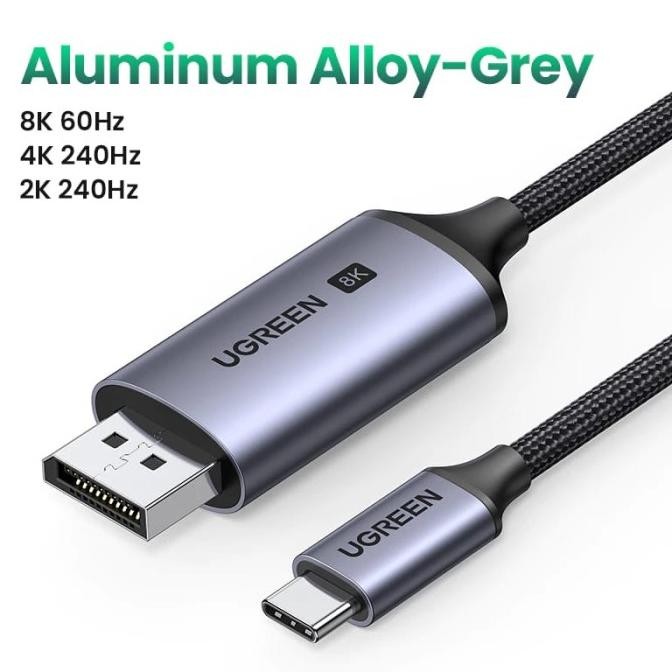 25839 Dây, cáp chuyển USB typeC sang DP hỗ trợ 8K màu xám dài 3m Ugreen