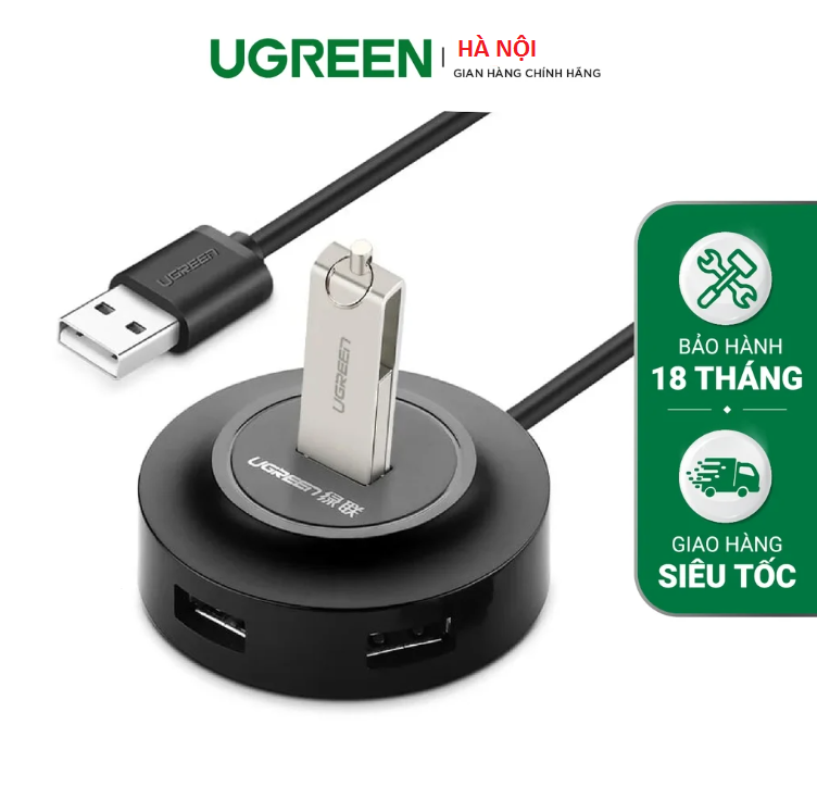 Bộ chia 4 cổng USB 2.0 Ugreen 20277 (màu đen) cao cấp