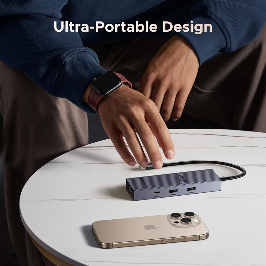 Bộ chia USB-C UGREEN 45364 Revodok Pro sang LAN 1Gbp, HDMI 4K 60Hz, USBA và C 10Gbs, sạc PD 100W