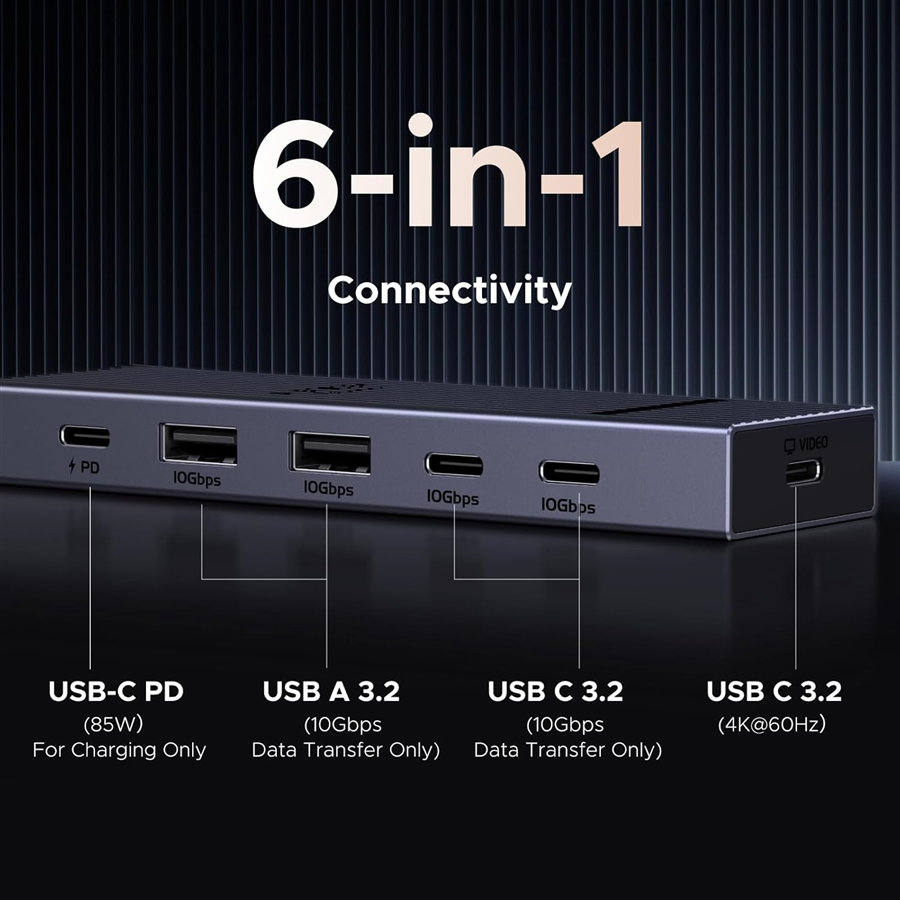 Bộ chia USB-C UGREEN 75775 Revodok 4K@60Hz,10Gbps, 2 cổng USB-A 3.2 + 2 cổng USB-C 3.2, 100W PD