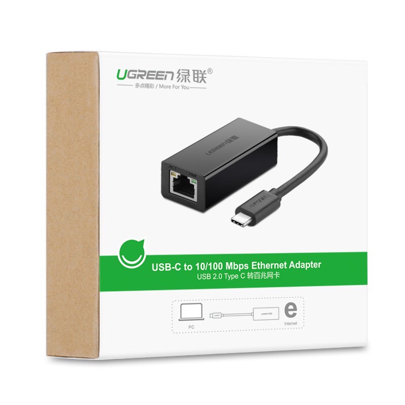 Bộ chuyển đổi USB Type C san LAN 10/100 Mbps Ethernet UGREEN 30287 (màu đen)