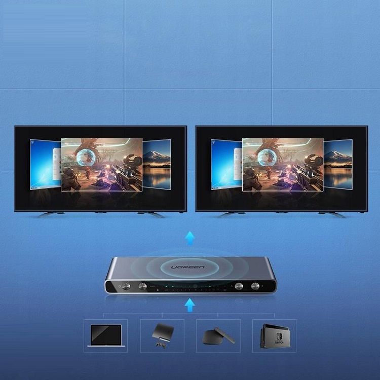 Bộ gộp, chia tín hiệu HDMI 2.0 Matrix 4 vào 2 ra Ugreen 70435 cao cấp