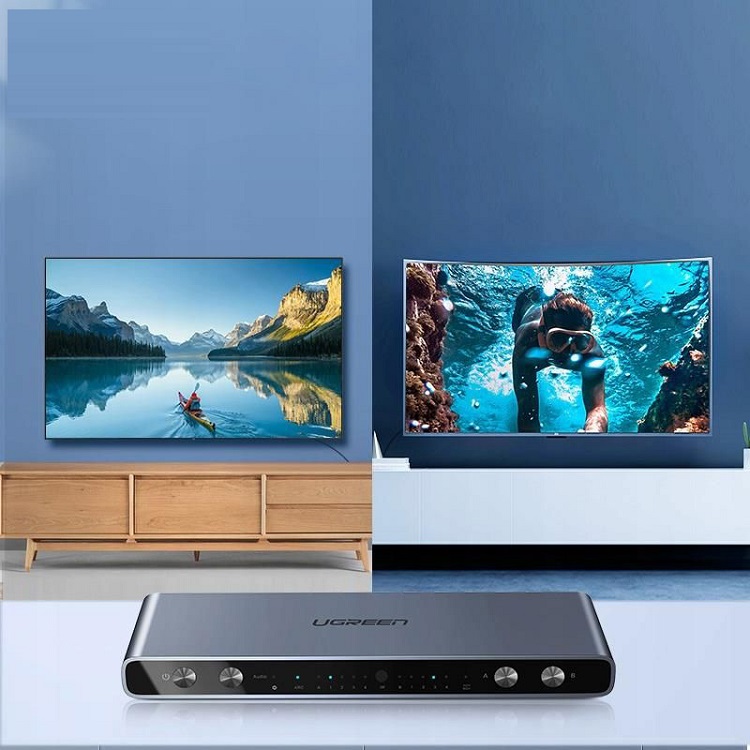 Bộ gộp, chia tín hiệu HDMI 2.0 Matrix 4 vào 2 ra Ugreen 70435 cao cấp