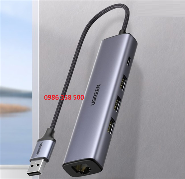 Bộ Hub chia USB 3.0 ra 3 cổng USB 3.0 + Lan Gigabit 1000Mbps Ugreen 20915 cao cấp