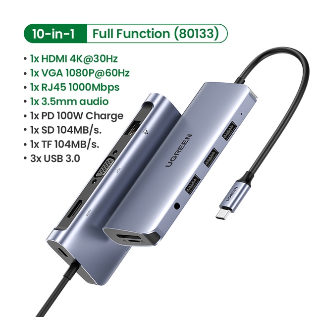 Bộ HUB USB C 10 in 1 UGREEN 80133 cao cấp