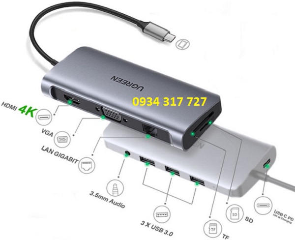 Bộ HUB USB C 10 in 1 UGREEN 80133 cao cấp