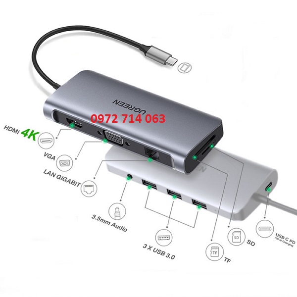 Bộ HUB USB C 10 in 1 UGREEN 80133 cao cấp