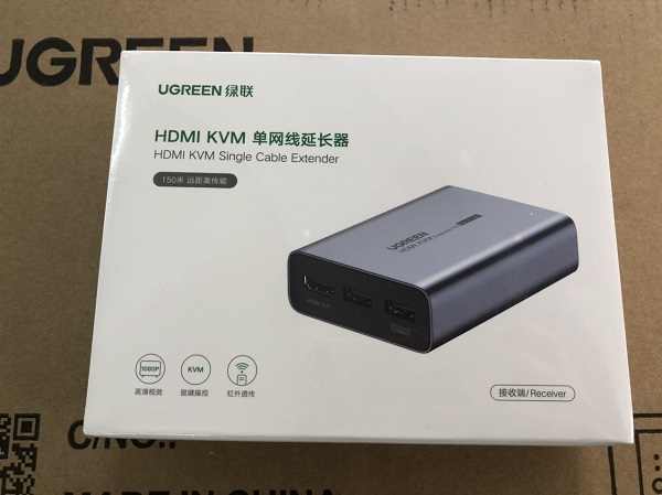 Bộ Nhận tín hiệu HDMI + USB qua cáp mạng 150m Cat5e,Cat6 Ugreen 70438 (Receiver)