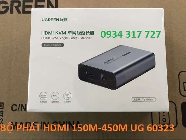 Bộ phát  HDMI + USB qua cáp mạng 150M Cat5e,Cat6 Ugreen 60323 (Transmitter) cao cấp