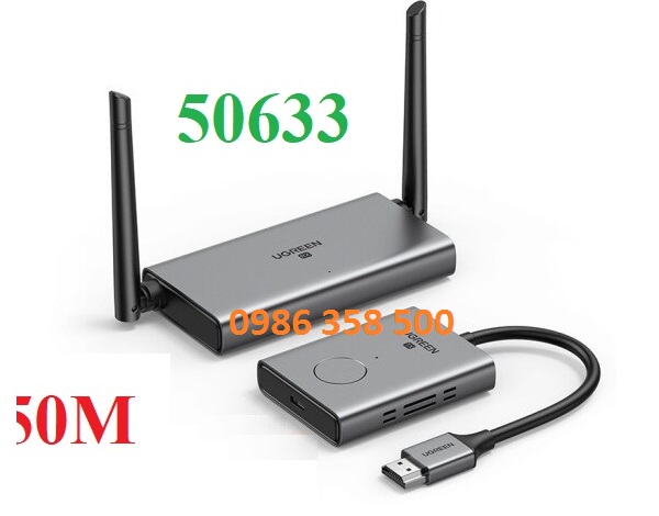 Bộ phát nhận tín hiệu HDMI + VGA không dây 50M 1080p@60hz sóng 5Ghz Ugreen 50633 chính hãng