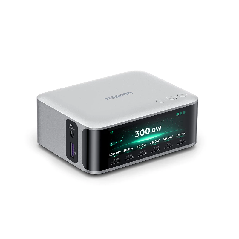 Bộ sạc nhanh máy tính để bàn UGREEN 300W X783 75752 GaN 8 cổng (6x USB-C + 1x USB-A + 1x DC) cao cấp