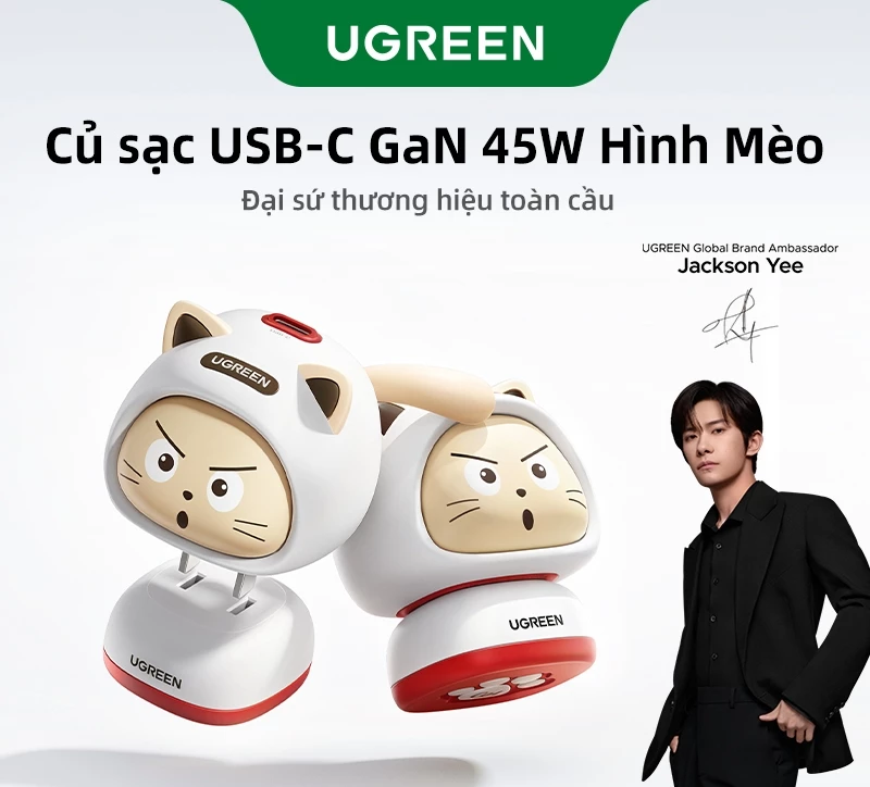 Bộ sạc UGREEN 45W Bộ sạc nhanh vui nhộn cho iPhone 17 16 15 Pro Max  Ugreen 45947/X640 cao cấp
