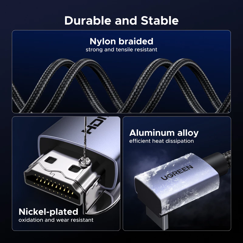 Cáp HDMI 2.1 bẻ góc 90 độ dài 2M hỗ trợ 8K@60Hz HDR eARC Ugreen 85169 cao cấp