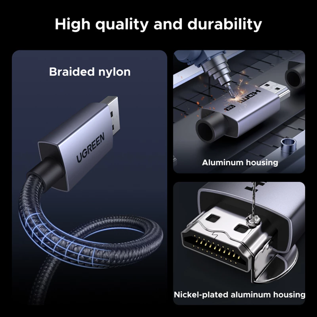 Cáp HDMI 2.2 Ugreen HD186 65900 dài 2M 4K@480Hz 8K@240Hz cao cấp