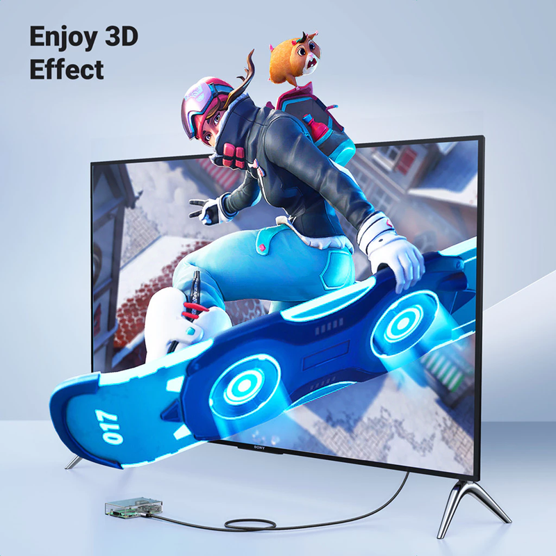 Cáp Mini HDMI sang HDMI 2.1 dài 2M Ugreen 15515 HD163, hỗ trợ 8K@60Hz 4K@144Hz 48Gbps cao cấp