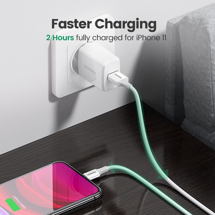 Cáp sạc nhanh truyền dữ liệu USB 2.4A  sang Apple Lightning dài 1,5M Ugreen 80315 cao cấp