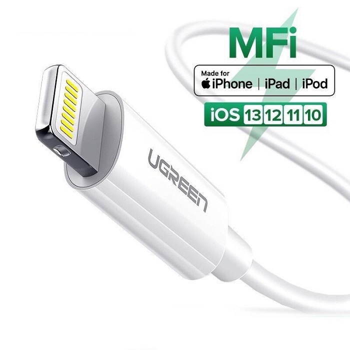 Cáp sạc nhanh truyền dữ liệu USB 2.4A sang Apple Lightning dài 2M Ugreen 20370 cao cấp