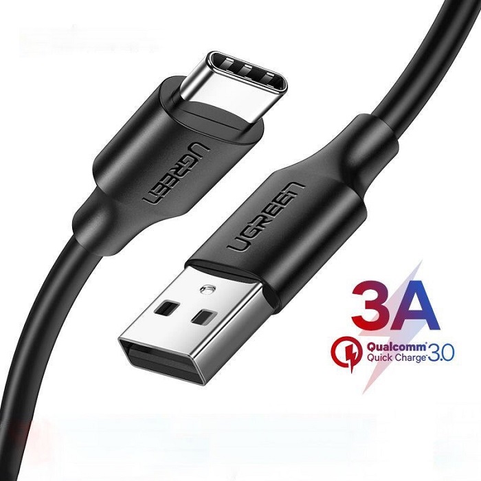 Cáp sạc nhanh UGREEN US287 USB 2.0 sang USB Type-C, điện áp 3A dài 1M  60116 cao cấp