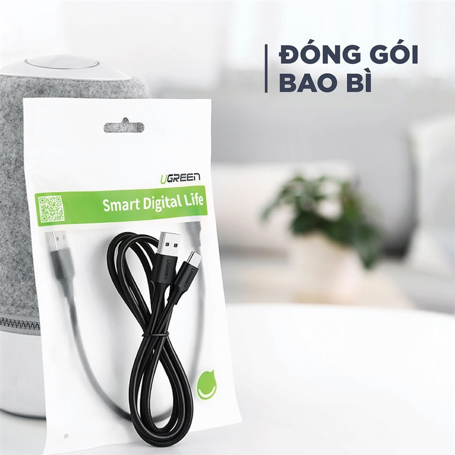 Cáp sạc nhanh UGREEN US287 USB 2.0 sang USB Type-C, điện áp 3A dài 1M  60116 cao cấp