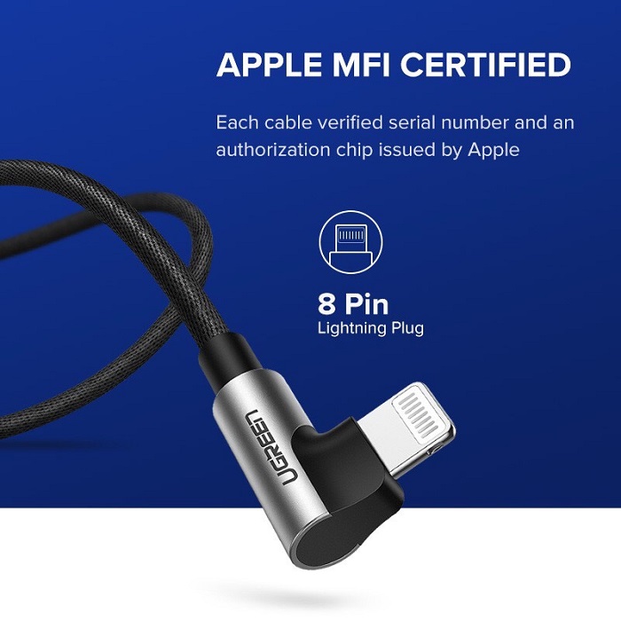 Cáp Sạc Truyền Dữ Liệu USB Lightning Dòng Điện Tối Đa 2.4A dài 1M Ugreen 60521Chuyên Dụng Cho Iphone