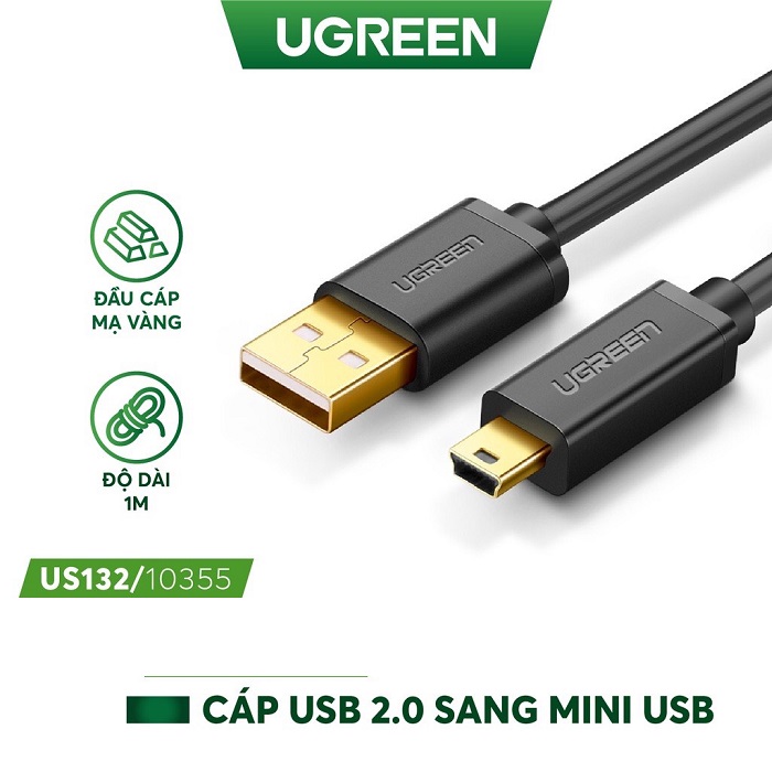 Cáp sạc USB 2.0 sang mini USB dài 1M UGREEN US132 10355 cao cấp