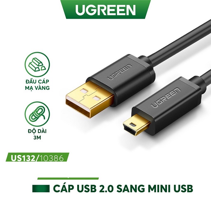 Cáp sạc USB 2.0 sang mini USB dài 3M UGREEN US132 10386 cao cấp