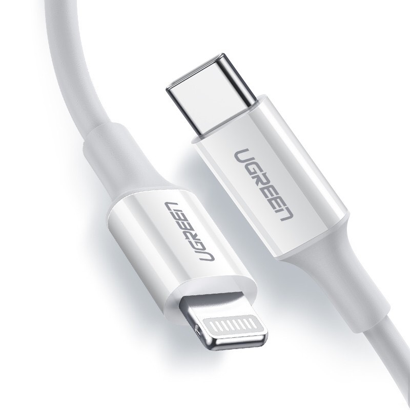 Cáp UGREEN 20W MFi đầu USB C Type C - Lightning dài 1,5m màu trắng 60748 Chất Lượng Cao