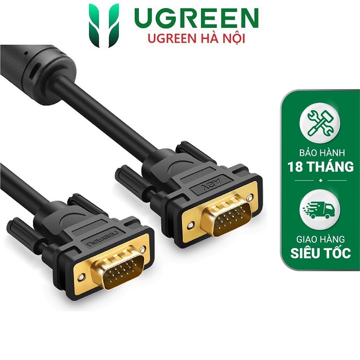 Cáp VGA 3+6C dài 1,5M cho Màn Hình, Máy Chiếu Chính Hãng Ugreen 11630 Cao Cấp