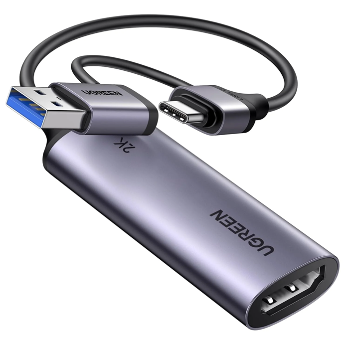 Card Capture HDMI, Live Streaming 2K@30Hz HDMI to USB 3.0, Type-C Ugreen 15389 CM629 cao cấp