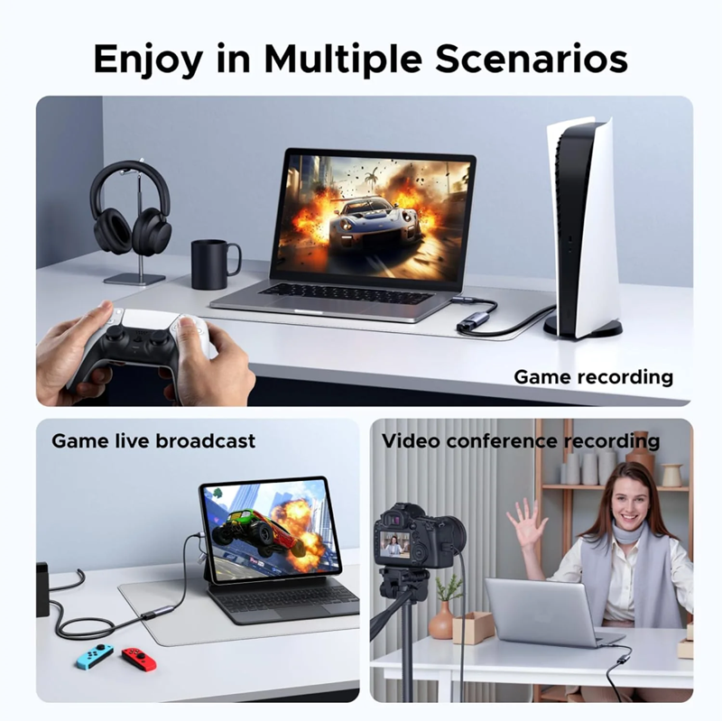 Card Capture HDMI, Live Streaming 2K@30Hz HDMI to USB 3.0, Type-C Ugreen 15389 CM629 cao cấp