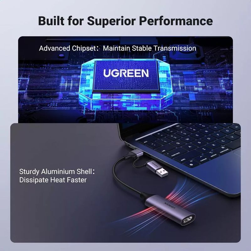 Card ghi hình HDMI Ugreen 25854 CM716, hỗ trợ Capture 4K30Hz Output 1080P@60Hz cao cấp
